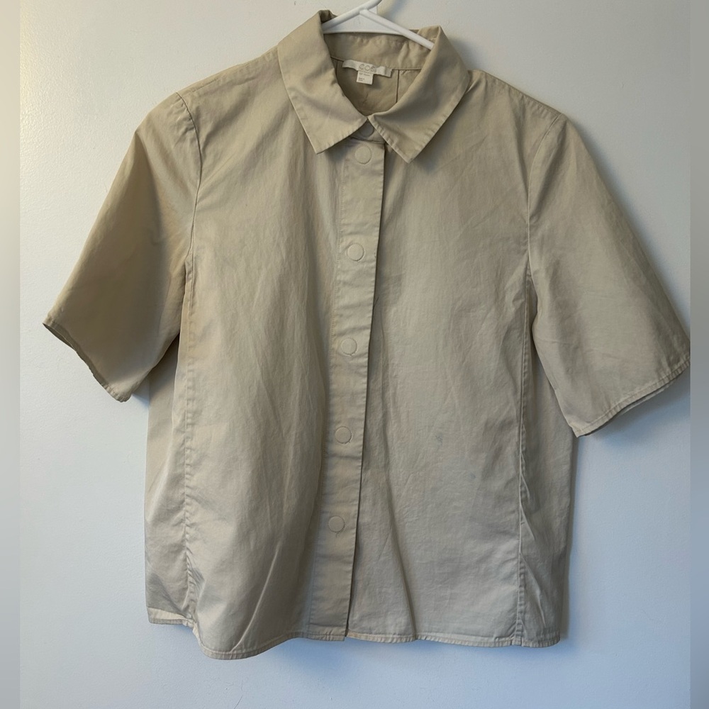 COS Light Beige Button Up Tee